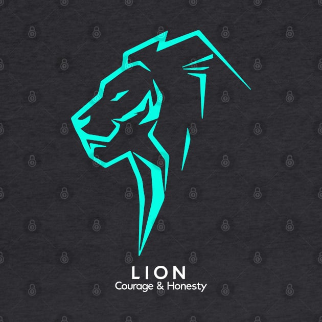 Lion Head Illustrate Turqois Blue Is the Symbol of Courage and Honesty by ActivLife